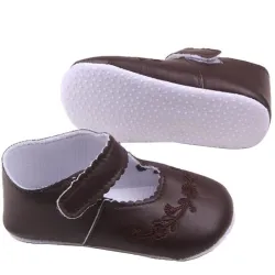Lederschuhe - mit Blumenmuster - für Neugeborene / Babys