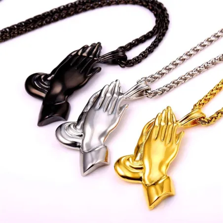 Necklace - praying hands - unisex - giftR - 22 Inch