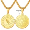 Medallion and chain - praying hands - gold in color - unisex - gift