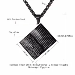Heilige Bijbel hanger - met ketting - roestvrij staalKettingen