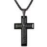 CollarPendant cross necklace for men black /gold heavy wheat chain - 20 inch - sterling silver