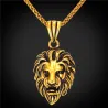 Necklace with lion charm - unisex - gold color - stainless steel - giftt