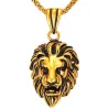 Lion head pendant - stainless steel necklace