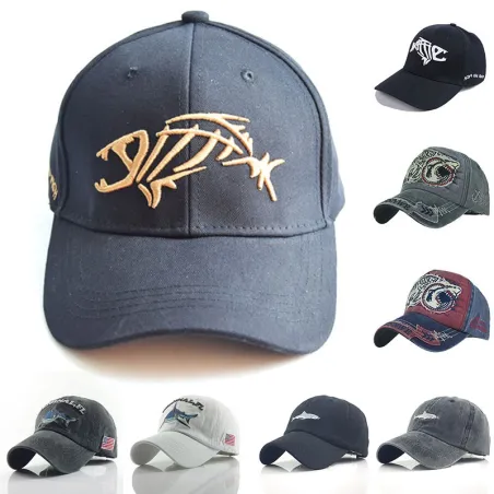 Basebollkeps / snapback - broderi fiskben - justerbar - unisex