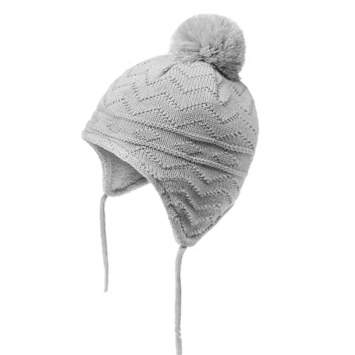 Strickmütze - mit Ohrenschutz / Bommel - für Mädchen / Jungen