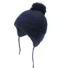 Strickmütze - mit Ohrenschutz / Bommel - für Mädchen / Jungen