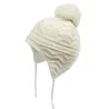 Stickad mössa - med öronskydd / pom pom - för tjejer / pojkar
