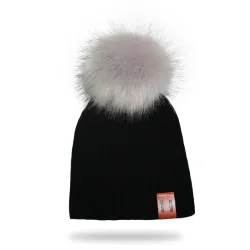 Gorras y sombrerosGorro de punto con pompones / etiqueta de piel - unisex - para niños / adultos