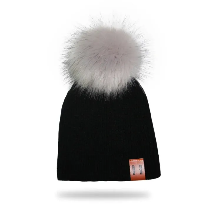 Gorras y sombrerosGorro de punto con pompones / etiqueta de piel - unisex - para niños / adultos