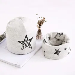 Cappello e sciarpa in cotone - set per ragazze / ragazzi - stelle / fiocchi di neve / cigni