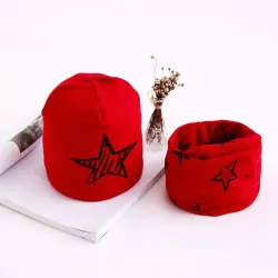 Cappello e sciarpa in cotone - set per ragazze / ragazzi - stelle / fiocchi di neve / cigni