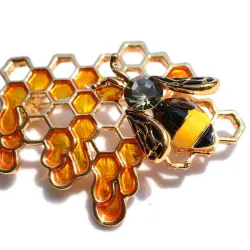 Bij en honingraat - goud - kristal - brocheBroches