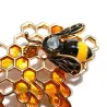 Bee and honeycomb - gold - crystal - brooch