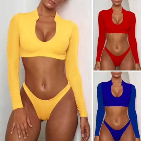 Baño y ropaConjunto de bikini sexy - tanga / top de manga larga