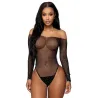 LenceríaMalla sexy - cuerpo transparente - manga larga - hombros descubiertos - con pedrería