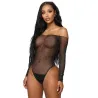 Sexigt fisknät - genomskinlig kropp - lång ärm - off shoulders - med strass