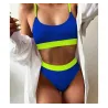 Baño y ropaConjunto de bikini de canalé sexy - cintura alta