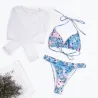 Sexy bikiniset - top met lange mouwen - hoge / lage taille - 3 stuksBadkleding