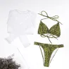 Sexy bikiniset - top met lange mouwen - hoge / lage taille - 3 stuksBadkleding