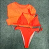Sexy komplet bikini - top z długim rękawem - wysoki / niski stan - 3 sztukiStroje Kąpielowe