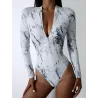 One piece swimsuit - long sleeve - with zipper