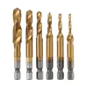 1/4 Inch 6542 Titanium coated - combination metric deburr countersink drills - hex shank - 6 pieces