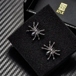 GemelosSpider cufflinks - rhodium plated / black gun plated