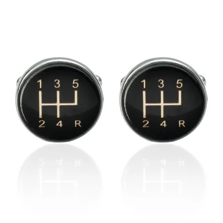 Round car gear - metal cufflinks