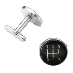 Car black gearbox - round cufflinks