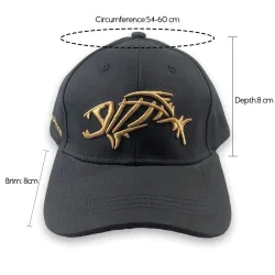Basebollkeps / snapback - broderi fiskben - justerbar - unisex