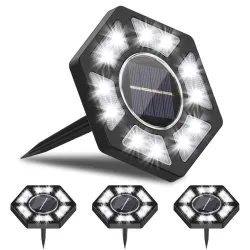 Solar garden light - ground lamp - waterproof - LED - hexagon shaped - driveway / lawn