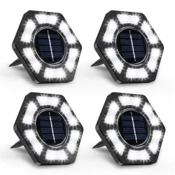 Solar garden light - ground lamp - waterproof - LED - hexagon shaped - driveway / lawn