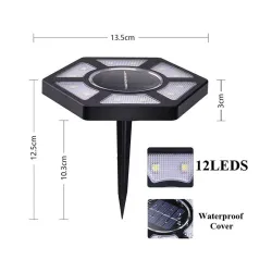 Solar tuinlamp - grondlamp - waterdicht - LED - zeshoekig - oprit/gazonSolar verlichting