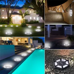 Solar garden light - ground lamp - waterproof - LED - hexagon shaped - driveway / lawn