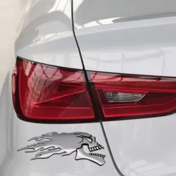PegatinasCabeza de calavera fantasma cromada 3D - pegatina para coche y moto 2 piezas
