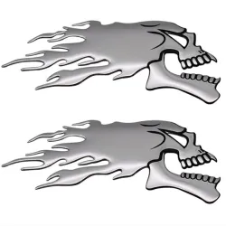 3D chromen spookschedelkop - auto & motor sticker 2 stuksStickers