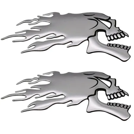 PegatinasCabeza de calavera fantasma cromada 3D - pegatina para coche y moto 2 piezas