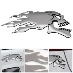 PegatinasCabeza de calavera fantasma cromada 3D - pegatina para coche y moto 2 piezas