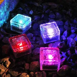 Lampe solaire jardin / allée - brique / pierre de verre - LED