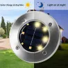 Iluminación solarLámpara de suelo con energía solar - luz de jardín - resistente al agua - LED