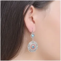 Vintage ethnic style earrings - with rhinestones / red enamelEarrings