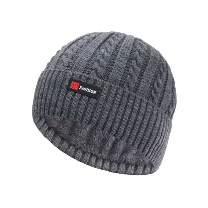 Dicke Strickmütze - mit Plüschinnenseite - unisex