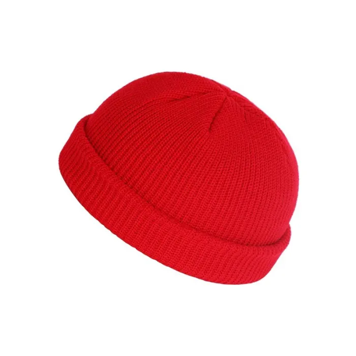 Knitted warm hat - short - ribbed - unisex