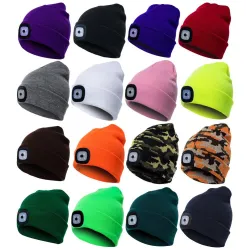 Warm knitted beanie - with LED light - unisex