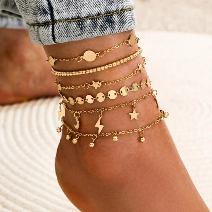 Vintage gouden enkelbandje - beenarmband - vlinder / engel / hartjeEnkelbanden