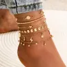 Bohemian gold anklet - key heart / butterfly / angel butterfly / moon star lightning / chain