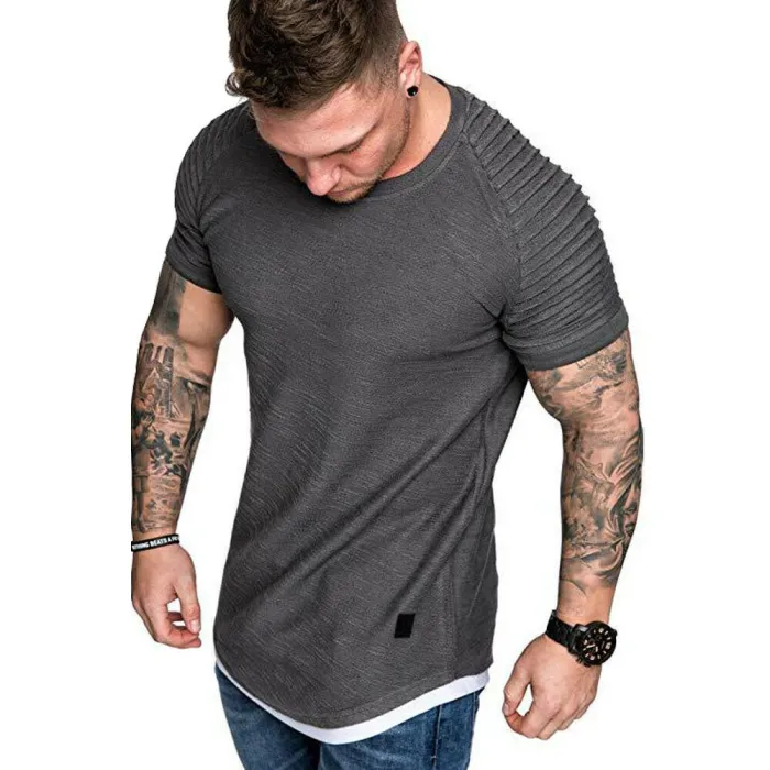 Short sleeve t-shirt - trendy wrinkled design - slim fit