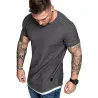 Wrinkled slim fit shirt / tee shirt - men - with o-neck collar
