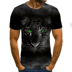 Trendiges Kurzarm-T-Shirt - mit abstraktem 3D-Print - im Punk-Stil