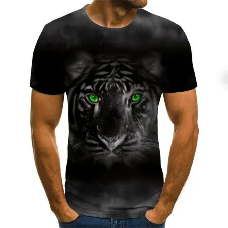 Trendy short sleeve t-shirt - with 3D abstract print - punk style
